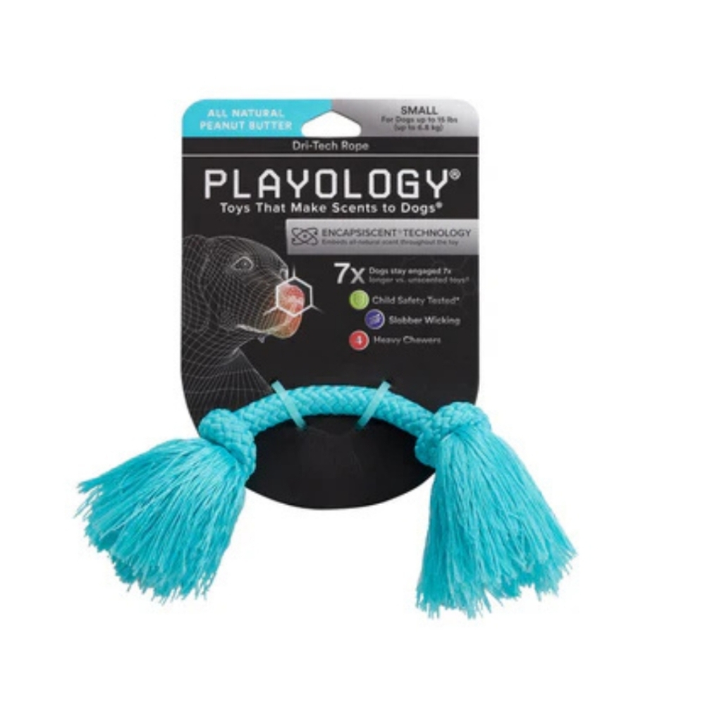 Playology Dri-Tech Rope Dog Toy Peanut Butter S Small Dogs New